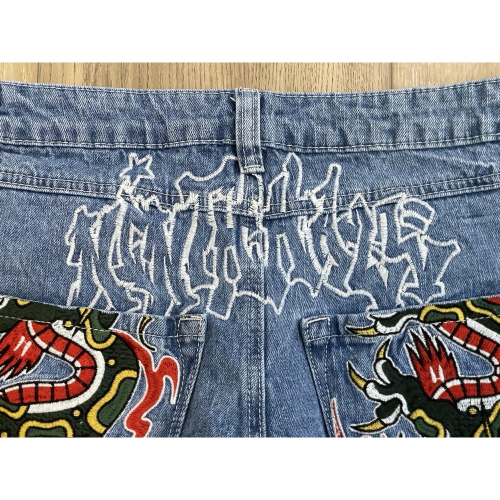 Ninth Hall Jeans Ambush Dragon Embroidered Y2K Skater Baggy Streetwear Graffiti - Picture 8 of 12